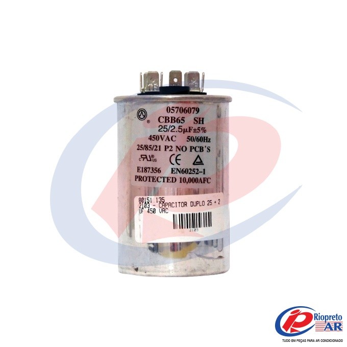 CAPACITOR DUPLO 25 + 2,5      450 VAC 05706079 AR-CONDICIONADO
