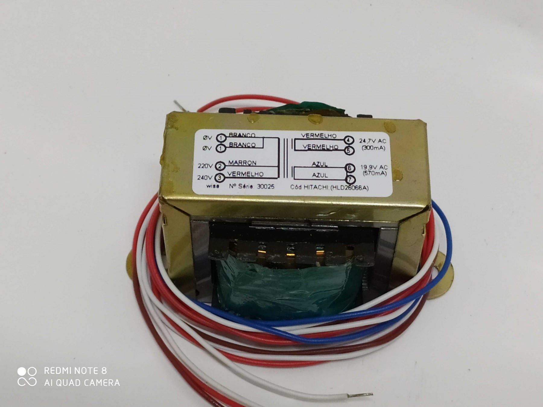 TRANSFORMADOR HITACHI RPPT 8 FSN5B 24,7 / 19,7 VAC
