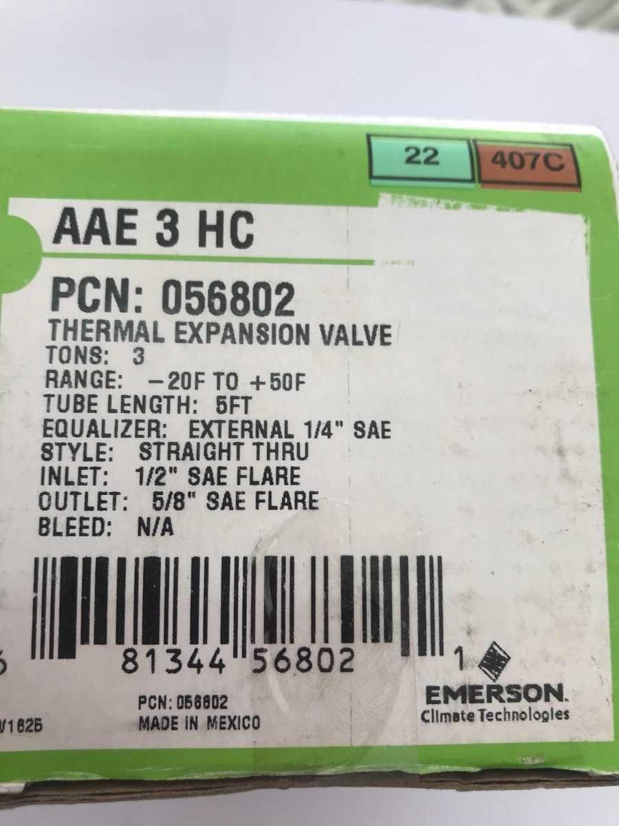 VALVULA TIXA 03 TR ROSCA EMERSON R22/R407 1/2 X 3/8 AAE3HC
