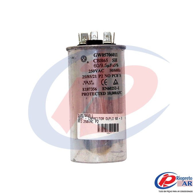 CAPACITOR DUPLO 60 + 9,5    380 VAC AR-CONDICIONADO