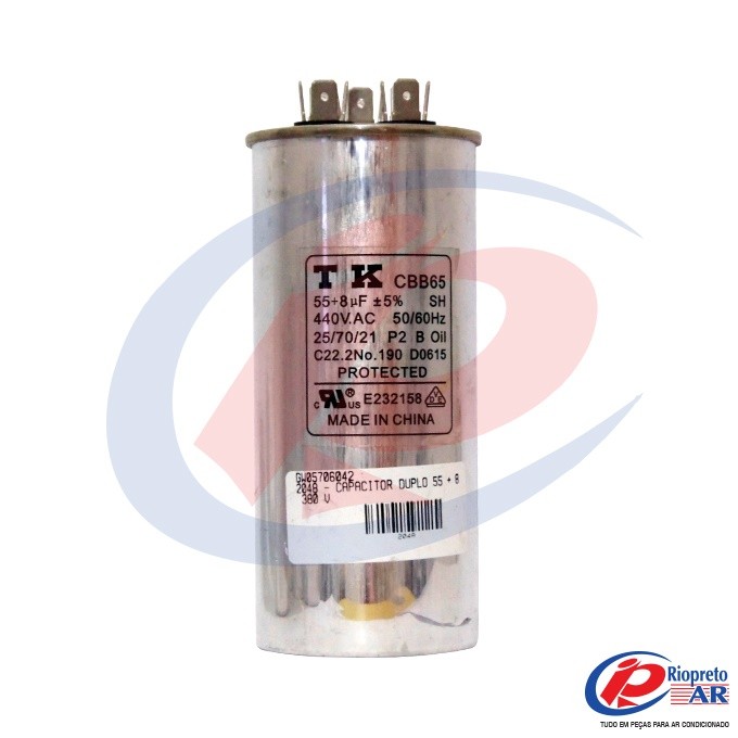 CAPACITOR DUPLO 55 + 8      380 VAC AR-CONDICIONADO