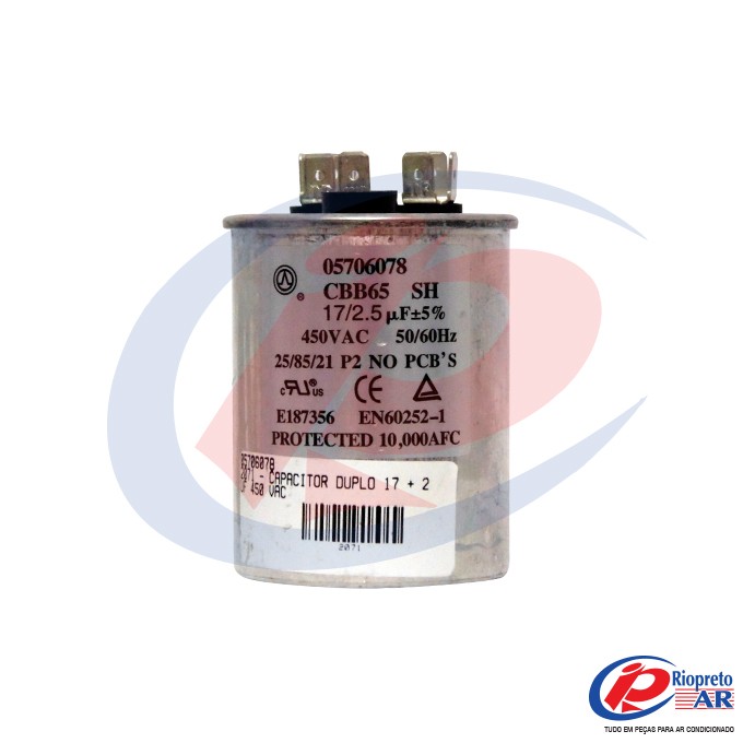CAPACITOR DUPLO 17 + 2,5     450 VAC UF 450