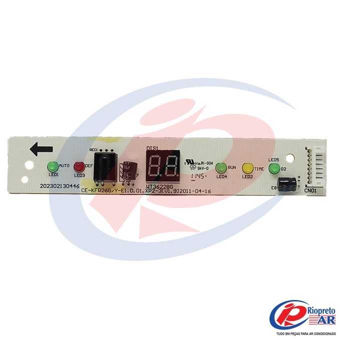 PLACA KOMECO DISPLAY EVAP KOS07FC QC KOS09FC QC KOS12FC QC G2 KOW(SEM ACABAMENTO