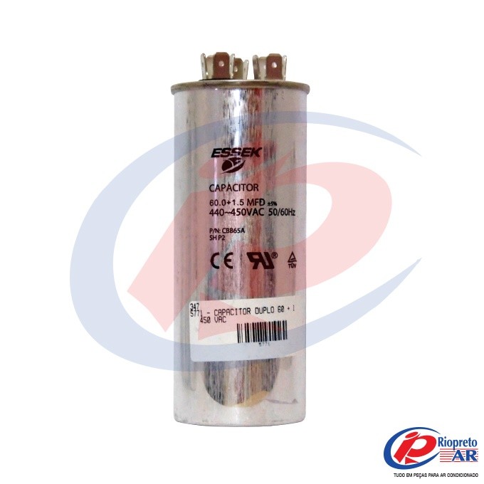 CAPACITOR DUPLO 60 + 1,5    450 VAC AR-CONDICIONADO