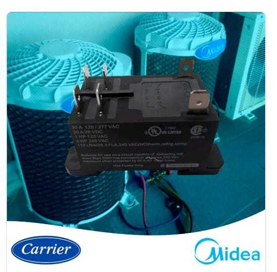 RELE CONDENSADORA 230 V 30 A 3HP 240 VAC 1 HP 120 VAC IC 9181 RPF2AP7 MIDEA