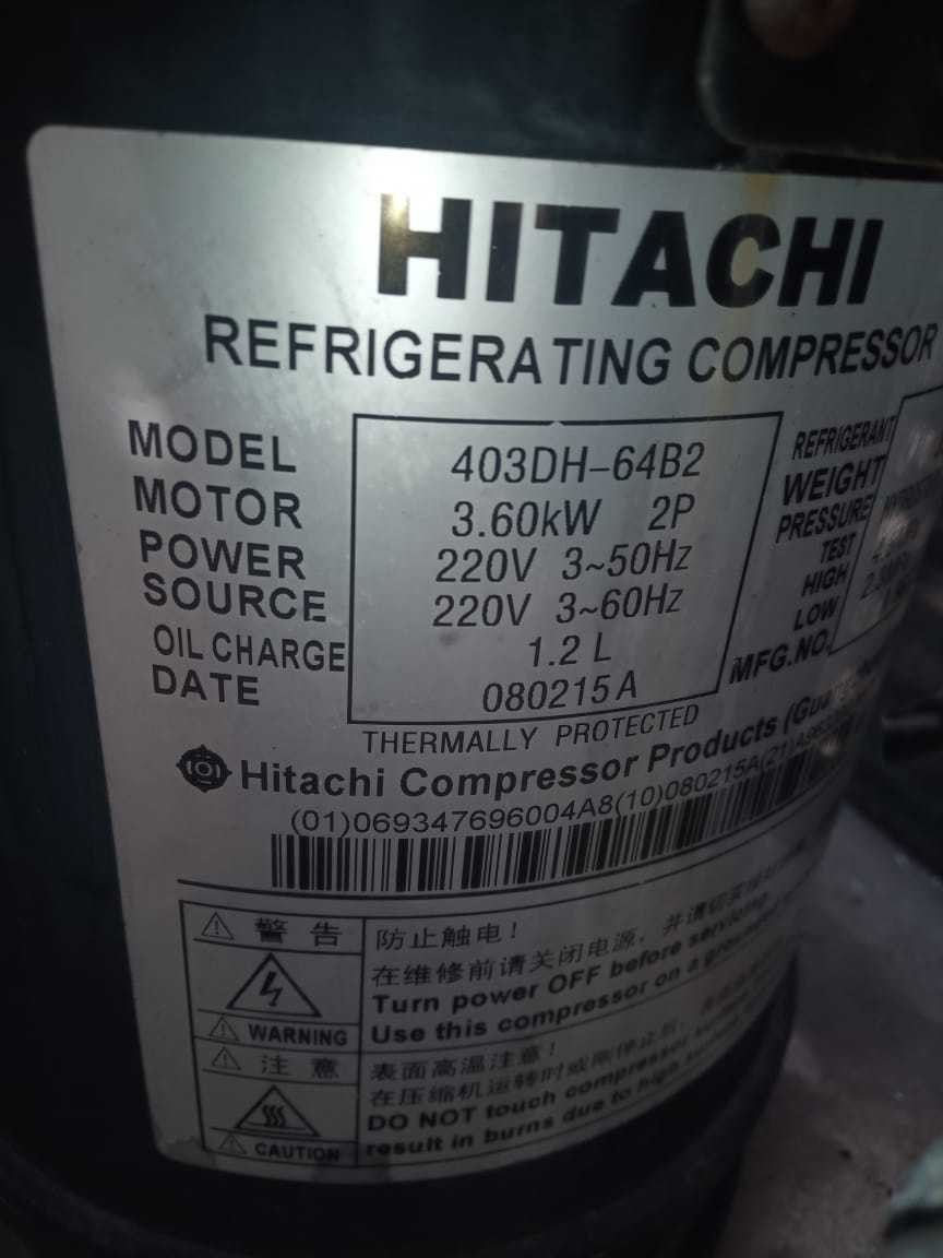 COMPRESSOR HITACHI 4 TR  220 V  403DH64B2 TRIFASICO R22 HLD18217B