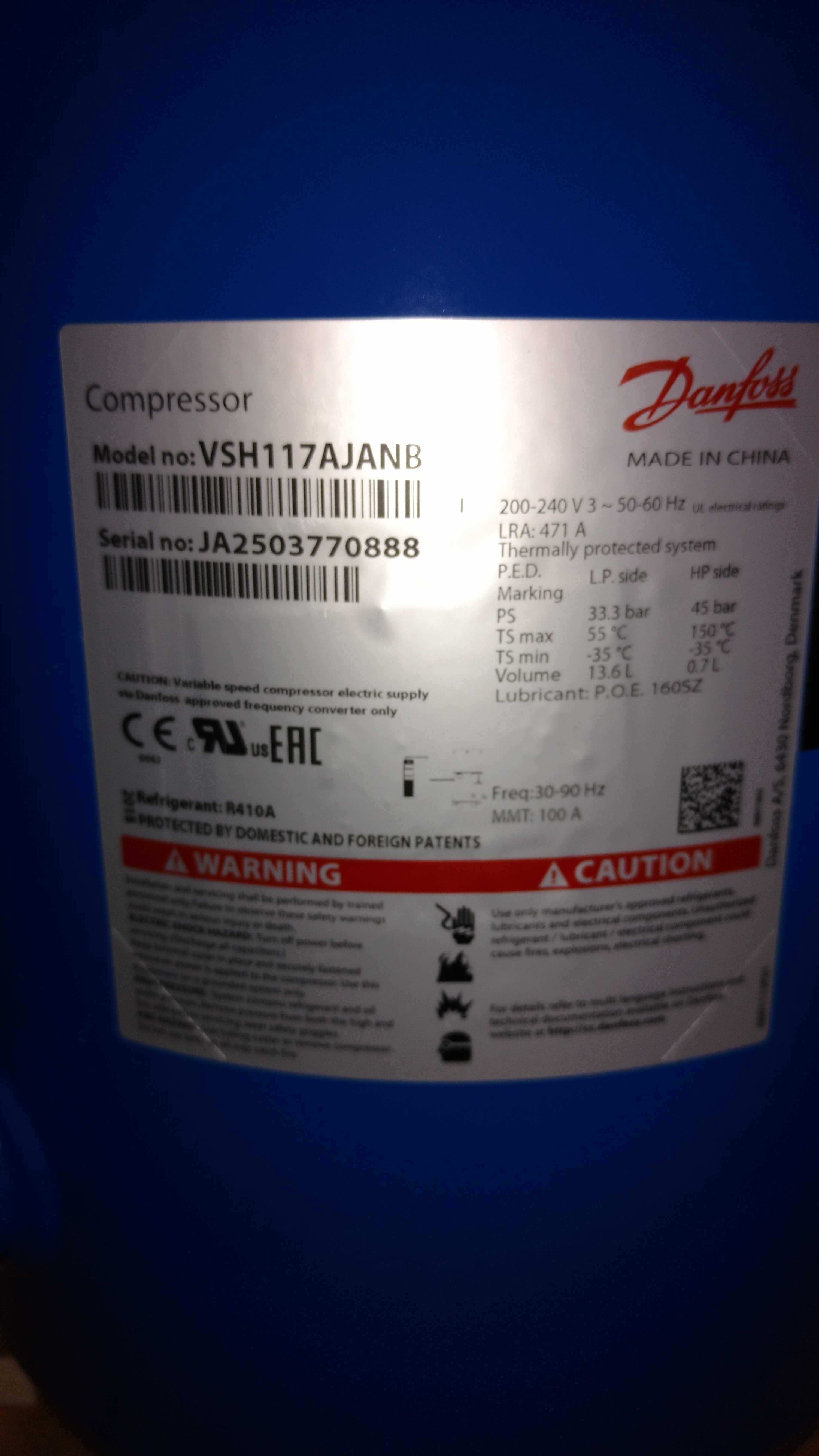 COMP DANFOSS SCR VSH 117 AJANA 220V (MANEUROP)INVERTER GAS R410A