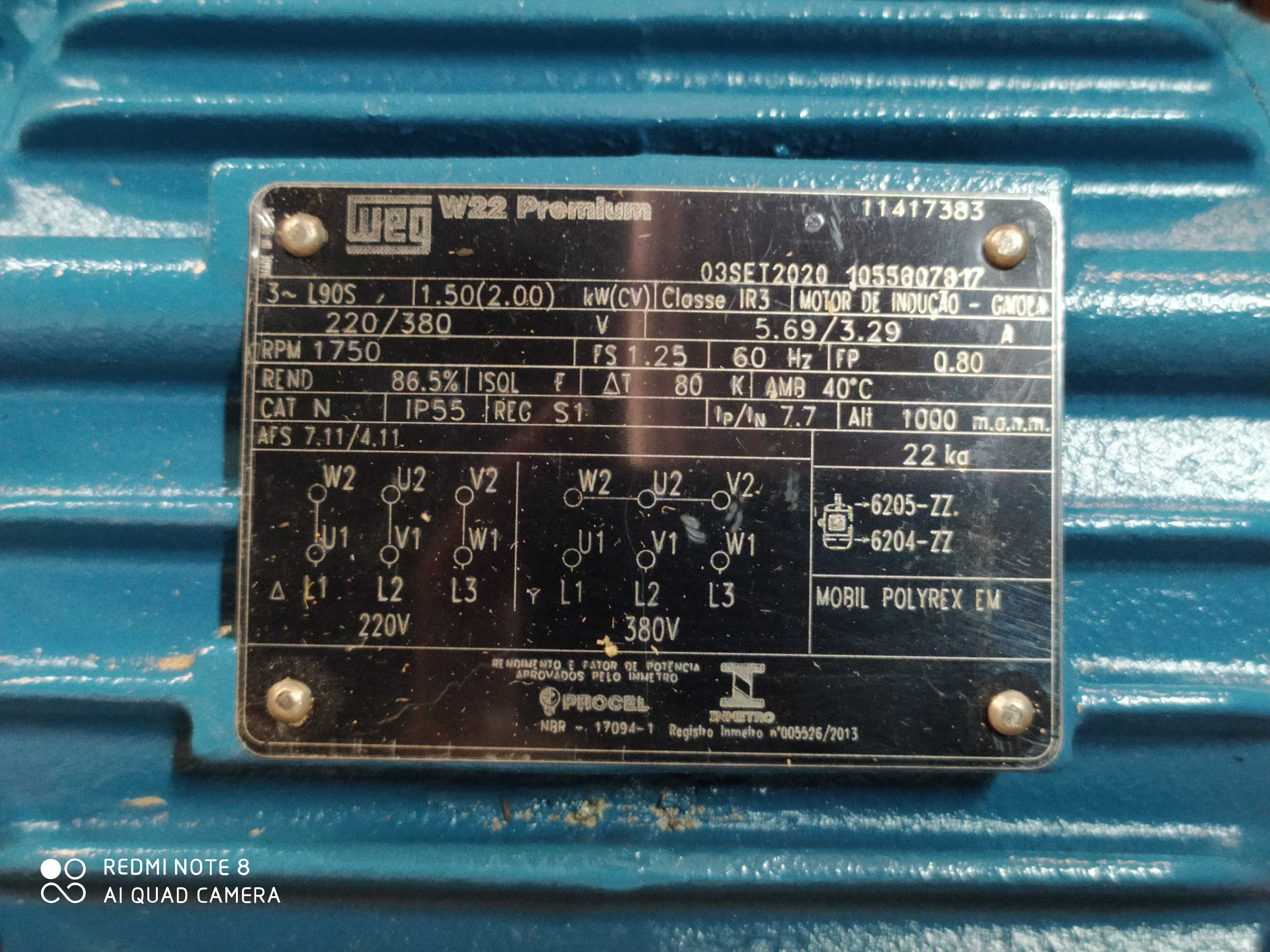 MOTOR VENTILADOR CARRIER MSC90236V 40MSC60236V 40MS060K 2CV 220/380 11417383 W22