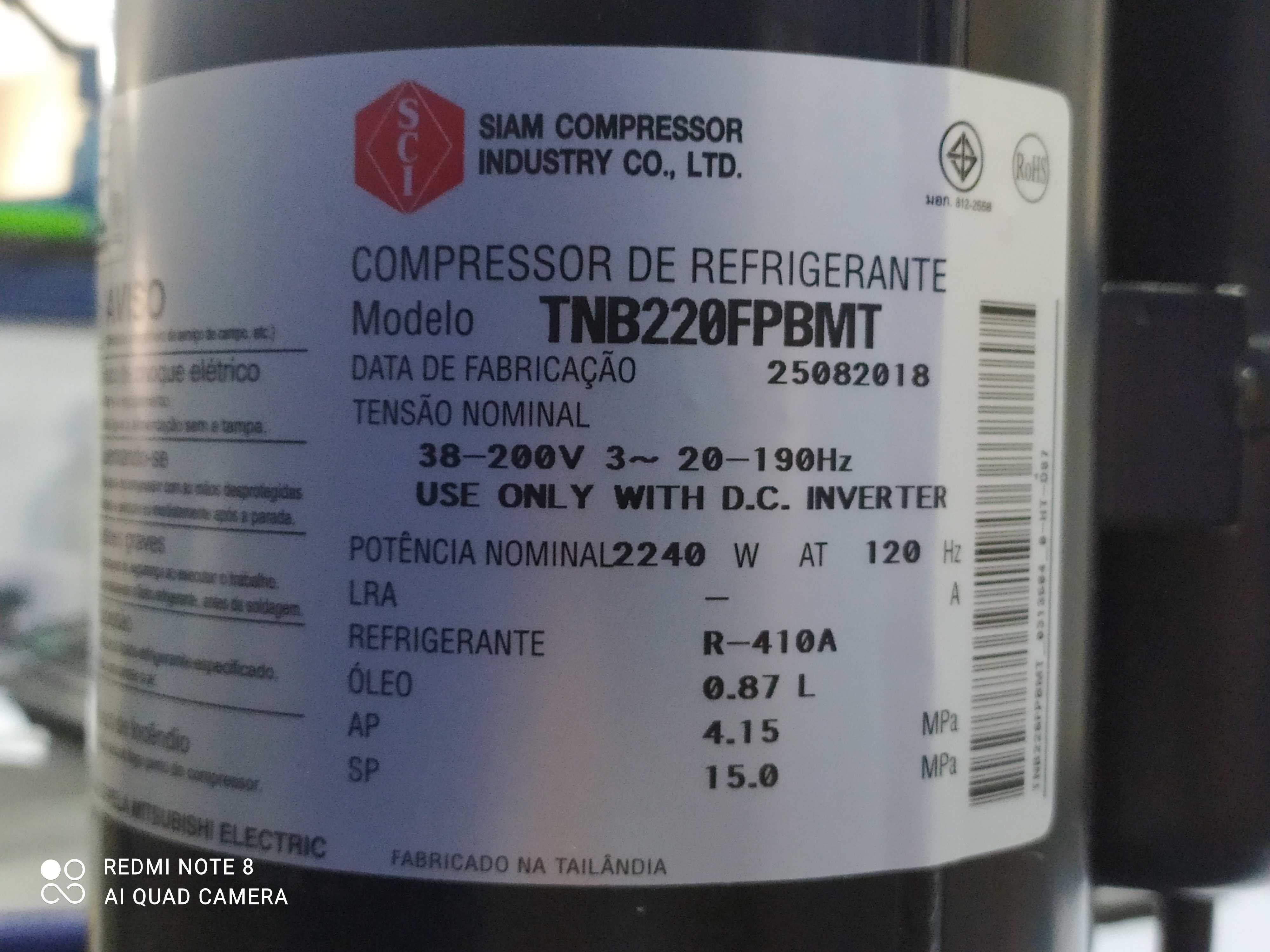 COMPRESSOR FUJITSU TNB220FPBMT R410 SCI INVERTER 
