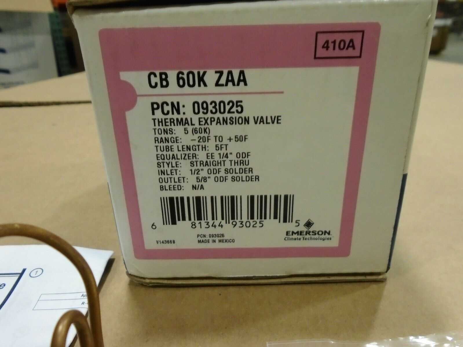 VALVULA TIXA 05  TR SOLDA EMERSON R 410 A CB60KZAA 1/2 X 5/8