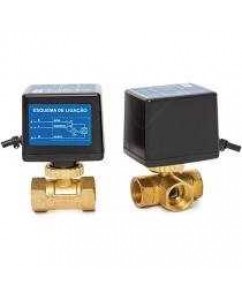 VALVULA ACTUA AGUA ESFERA ON-OFF RET ELETRICO 3 VIAS 1/2 POL 220V